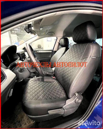 Чехлы Автопилот Skoda Rapid 2 из экокожи чёрные