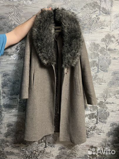 Пальто с мехом toto, теплое на зиму, размер 48