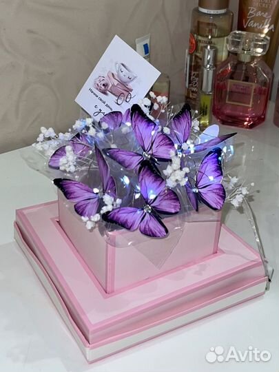 Букет из бабочек и гипсофил (ночник)