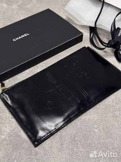 Chanel косметичка из мягкой кожи черная