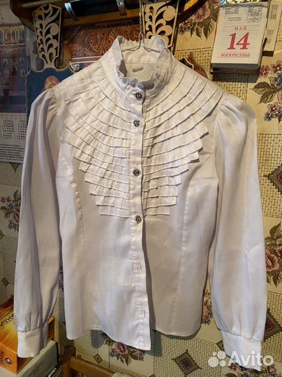 Блузка белая школьная для девочки 10-11 лет