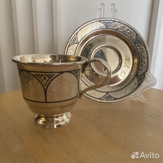 Подарочный набор чайная пара серебро 875 проба