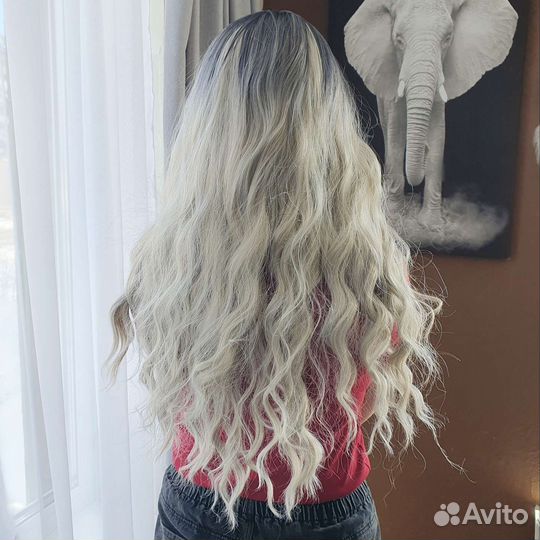 Парик на сетке блонд локоны термоволокно премиум