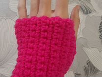 Митенки вязаные перчатки розовые черные косплей