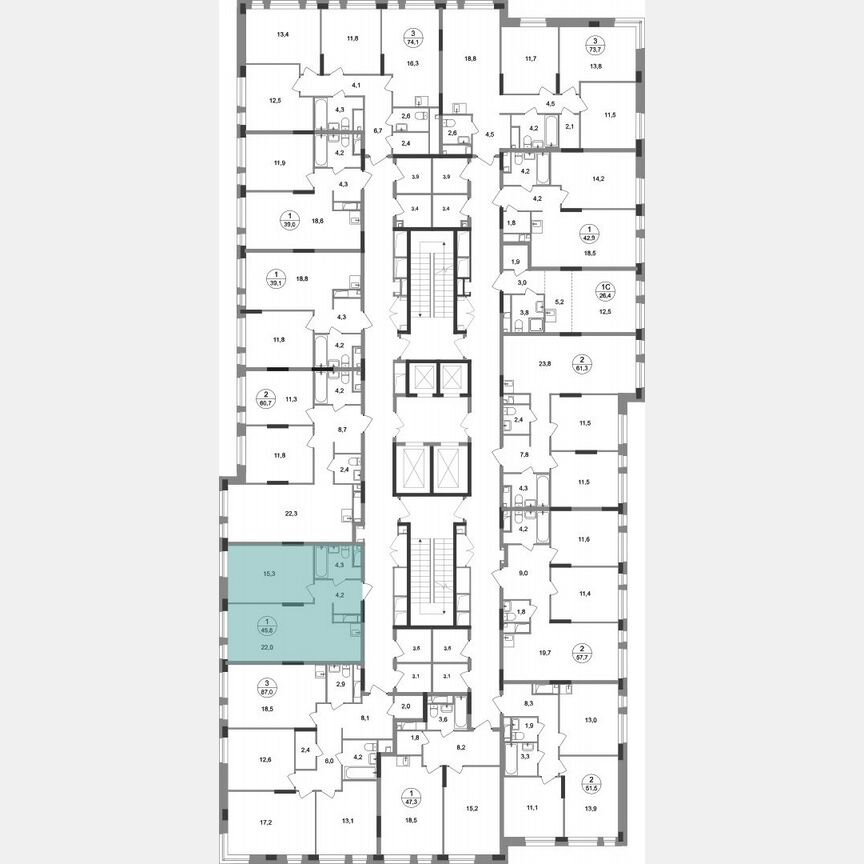 1-к. квартира, 45,8 м², 3/19 эт.