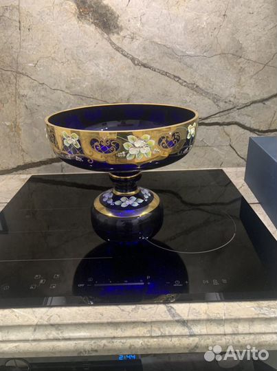 Цветной хрустальная ваза для фрукт богемя)