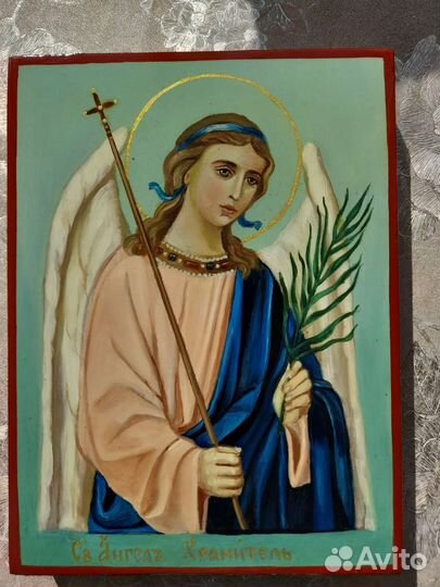 Рукописная икона Ангел Хранитель