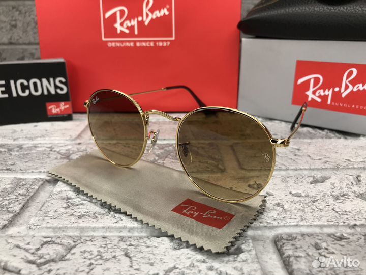 Солнцезащитные очки ray ban round metal коричневые
