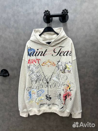 Худи редкое Saint белое оверсайз премиум