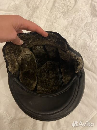 Мужская кожаная кепка зимняя