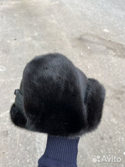 Мужская шапка ушанка из норки