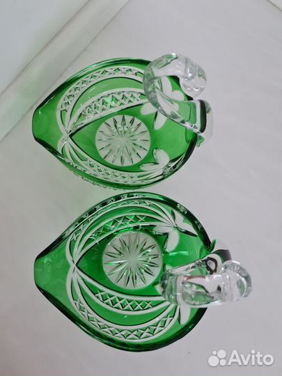 Пара хрустальных лебедей Богемия