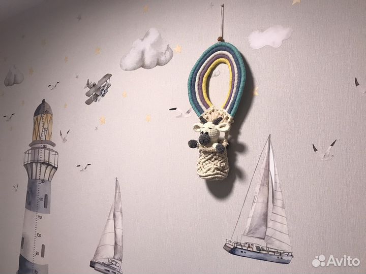 Панно радуга воздушный шар макраме