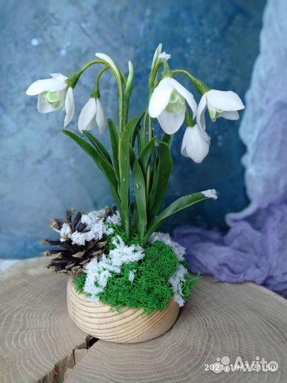 Подснежники из холодного фарфора