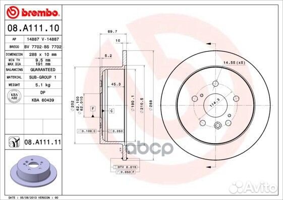Диск тормозной UV Coated зад 08A11111 Brembo