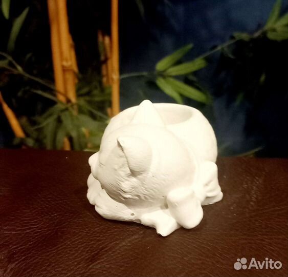 Кот кашпо ваза гипс бетон