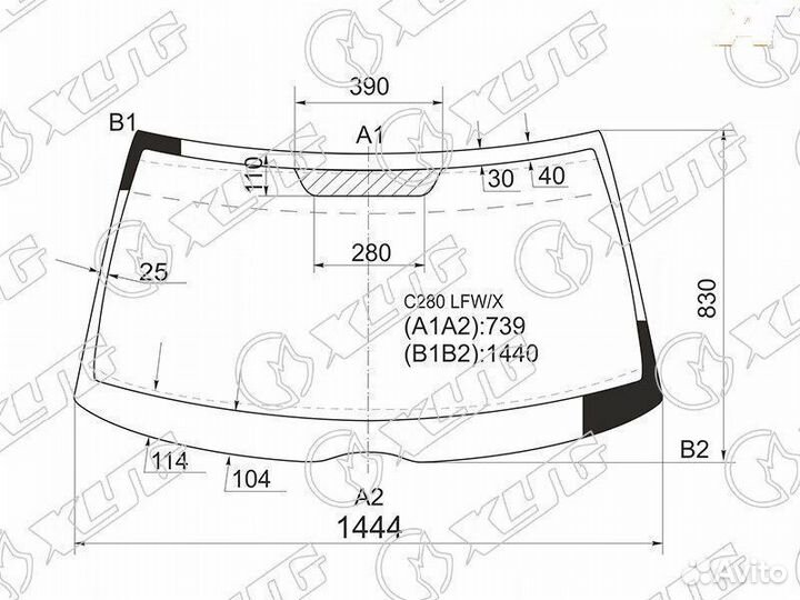 Стекло лобовое Mercedes C-Class с 1993 по 2001 гг