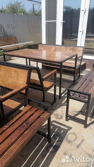 Садовая мебель, Стол, лавочка, качеля, лофт