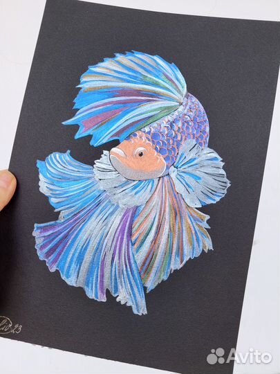Картина Яркая Рыбка Акварель 20 х 30 см