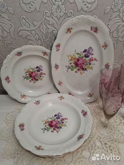 Тарелки мейсенский букет Польша, Чехия, гдр