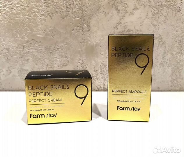 FarmStay Black Snail & Peptide 9 крем и сыворотка