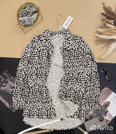 Рубашка женская Оверзайз леопард