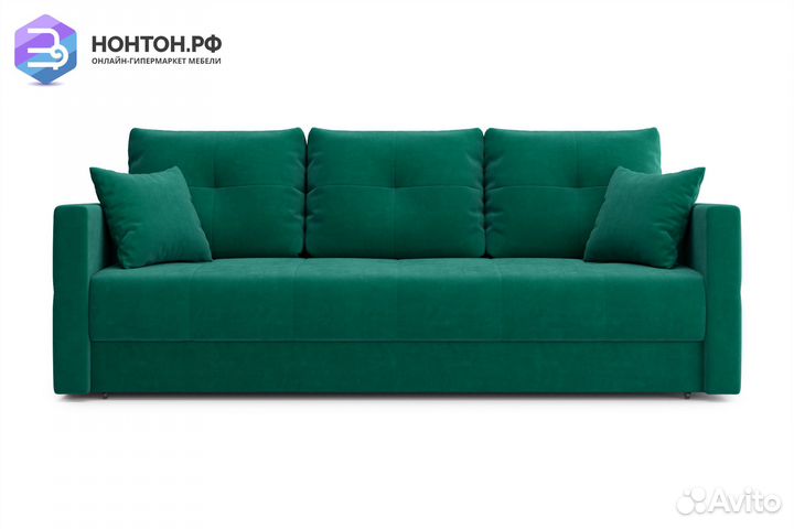 Диван еврокнижка Вита 3-х местный изумрудный