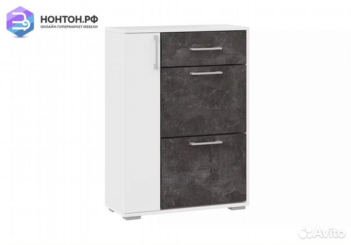 Тумба для обуви Ханна белый ясень / ателье темный