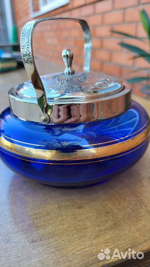 Сахарница цветное стекло СССР