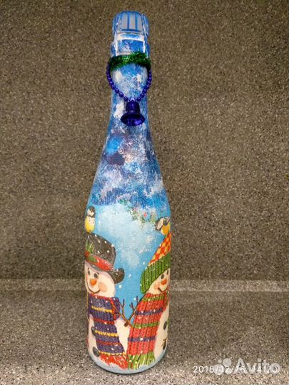 Декупаж шампанского к Новому Году