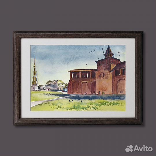 Картина этюд «Грановитая башня», акварель