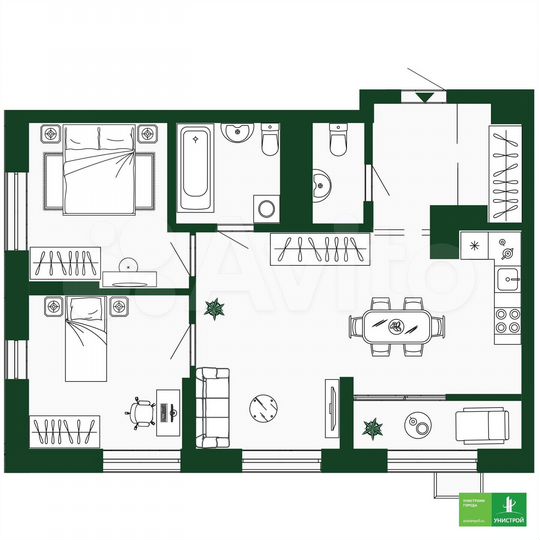 2-к. квартира, 67,7 м², 12/34 эт.
