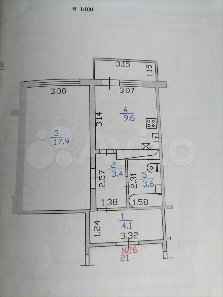 1-к. квартира, 38 м², 4/4 эт.