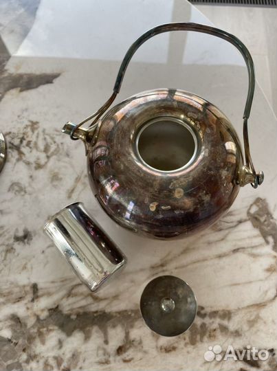 Старинный Кувшин Мельхиор Чайник Миска Приборы
