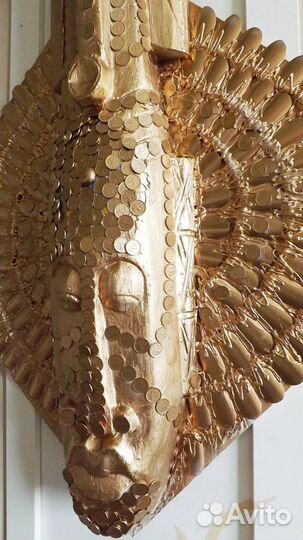 Панно интерьерное (золото), тотем, маска, слон