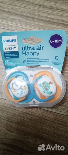 Соски-пустышки ортодонт. с фут 6-18 Avent 2шт
