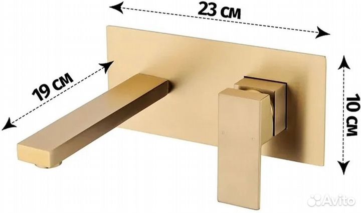Смеситель встраиваемый матовый золото GB588MG