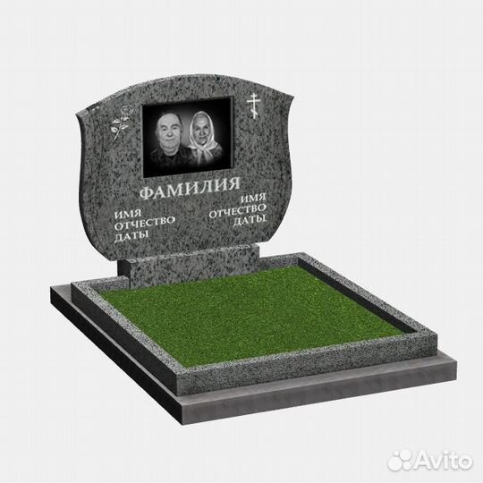 Памятник из серого гранита семейный
