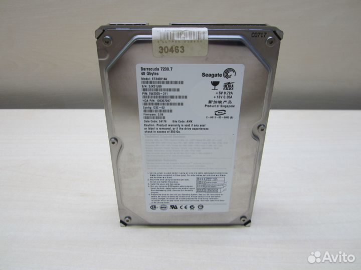 HDD Seagate ST340014A (40GB) IDE рабочий №28
