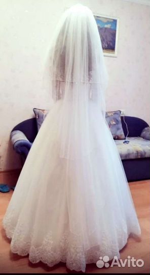 Свадебное платье,фата, диадема