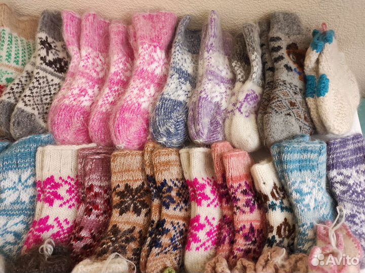 Носочки варежки пуховые вязаные