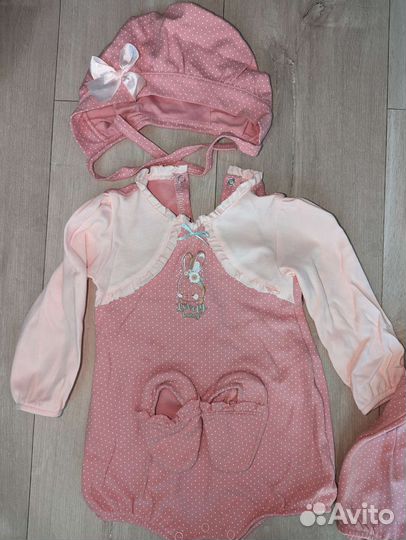 Комплект для девочек-двойняшек 68/74(горошек)