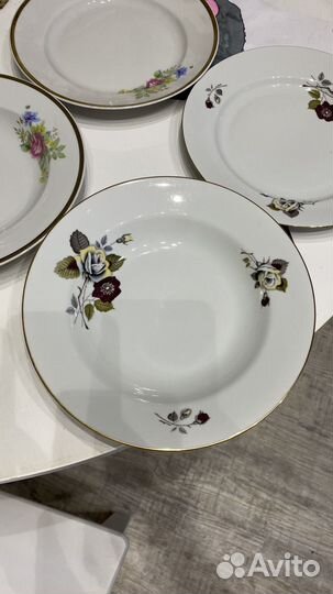 Тарелки суповые /плоские Дулево/Польша,хруст ваза