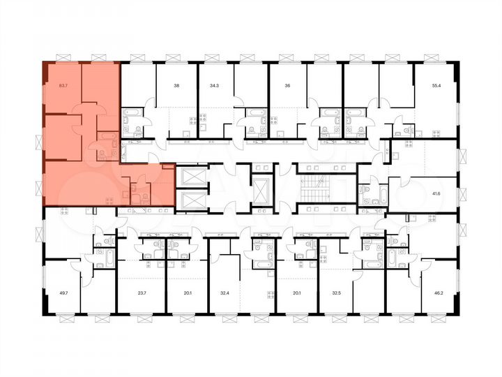 3-к. квартира, 83,7 м², 6/24 эт.