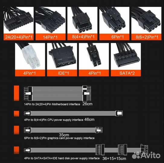 Блок питания компьютера 1U Flex ATX 600 Вт