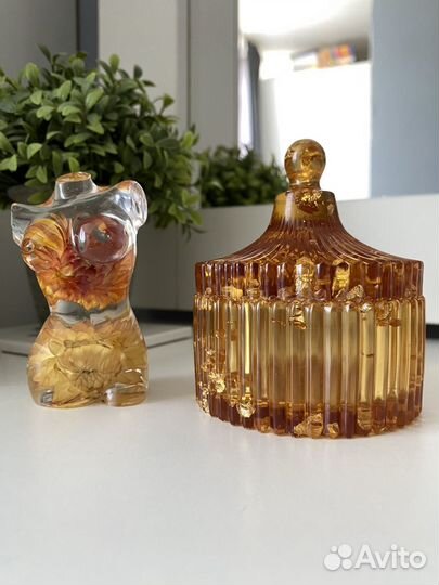 Шкатулка и статуэтка из эпоксидной смолы