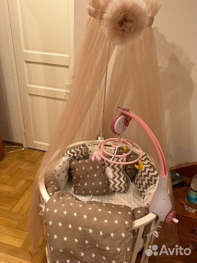 Комплект для кроватки: мобиль, балдахин, бортики