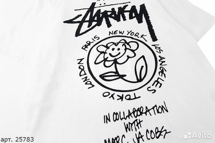 Футболка Stussy funny flower Белая