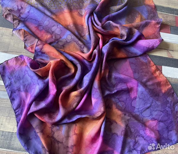 Винтажный платок из шелка тай-дай