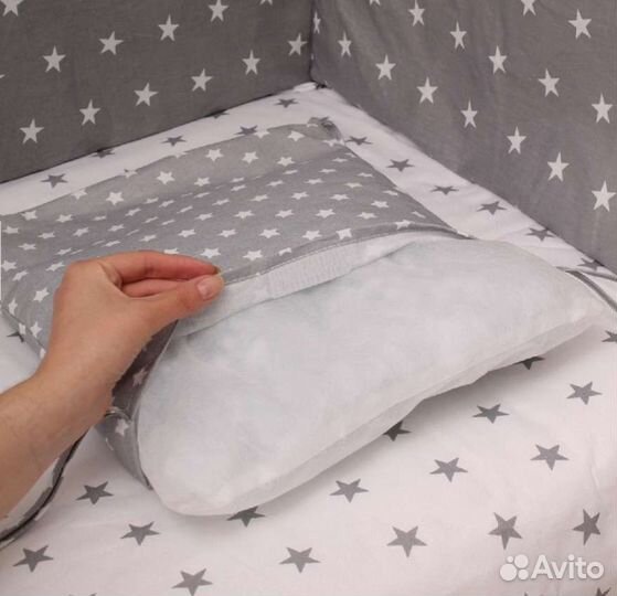 Бортик в кроватку Body Pillow, цвет: серый/голубой